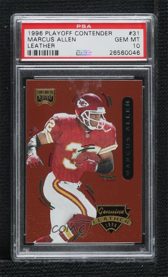 1996 Playoff Contenders Leather Marcus Allen #31 PSA 10 GEM MT HOF - Image 1 of 2