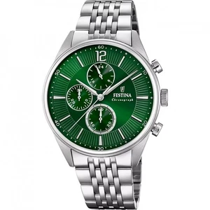 Orologio Uomo Cronografo Festina F20285/8 1 In Acciaio Con Quadrante Verde - Foto 1 di 5
