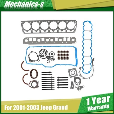 For Jeep TJ Grand Cherokee Wrangler 2001 2002 2003 Full Gasket Set Head Bolts - Image 1 of 4