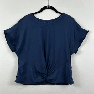 Democracy Women’s Ruffled Short Sleeve Faux Tie Waist Petite Medium Shirt (294) - Picture 1 of 10