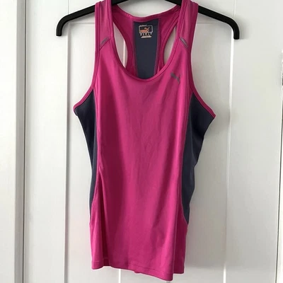 Puma Complete Running Size UK 8 Pink Grey Activewear Gym Racer Back Top - Image 1 of 4