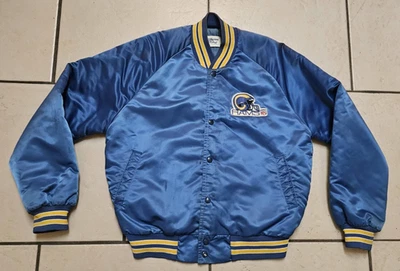 Chaqueta LA RAMS Satinada Azul Real Línea Tiza Años 80 Equipo NFL Fútbol Talla M Foto 1 de 4