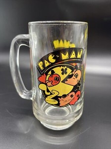 PAC-MAN Bally Midway Drinking Glass Mug 1982 Beer Mug Pacman Atari Vintage Read