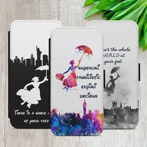 MARY POPPINS FLIP FOR IPHONE SAMSUNG GOOGLE QUOTE GIFT WALLET PHONE CASE COVER - Picture 1 of 36
