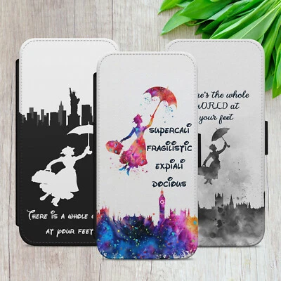 MARY POPPINS FLIP FOR IPHONE SAMSUNG GOOGLE QUOTE GIFT WALLET PHONE CASE COVER - Image 1 of 4