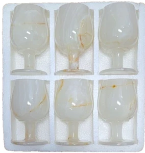 Vintage Marmor Onyx Weinglas 6er Set - Bild 1 von 2