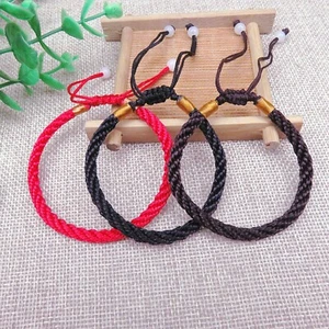 10 Pezzi Corda Rosso Nero Intrecciata Amore Fortunato Corda Giada Perline Bracciali Regolabili - Foto 1 di 14