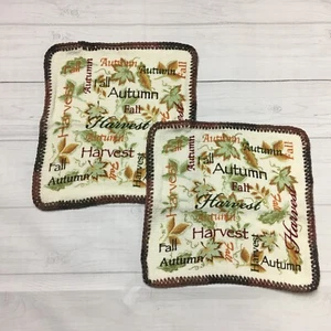 Autumn Harvest 2 Piece Dishcloth Set - Fall Leaves Variegated Browns - Picture 1 of 4