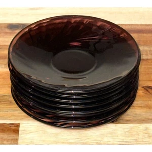 Vintage Duralex Rivage Swirl France Amethyst Saucers 8 Piece Set - Picture 1 of 9