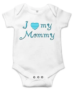 I love my mommy Best Shower Gift Cute Funny Infant Message Baby Bodysuit - Picture 1 of 11