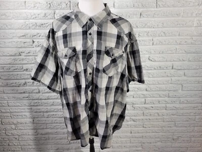 Lee Mens Shirt 5XB Short Sleeve Casual Black Plaid Cotton Pockets Cotton Collar - Image 1 of 4