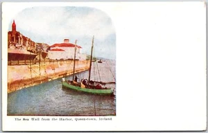 Queenstown Irlanda, el muro del mar desde el puerto, navegación, postal vintage - Imagen 1 de 2
