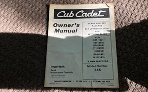 G124 CUB CADET OWNER'S MANUAL BLADE ADAPTER PACK. SETUP 42" SNOW BLADE 805-1610 - Picture 1 of 3