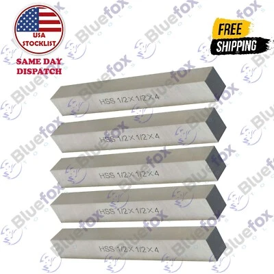 5 Pc 1/2'' x 1/2'' x 4'' HSS( M2) Square Tool Bit Lathe Fly Cutter Mill Blank  - Image 1 of 4