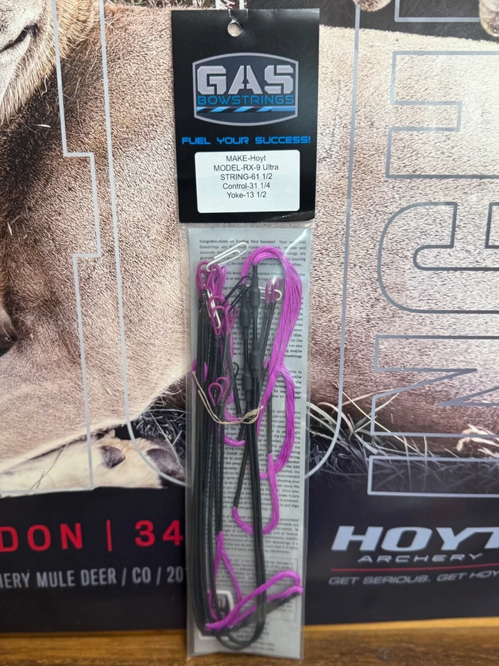 Gas Bowstrings Hoyt RX-9 Ultra Strings w/Speed Nocks RX9 Ultra ALL Flo Purple - Image 1 of 1