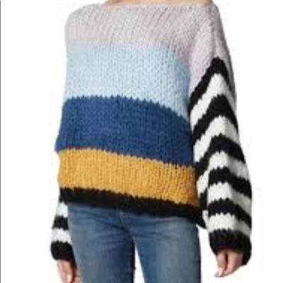 Blank NYC Mixed Signals Chunky Knit Striped Multicolored Sweater Size Large - Image 1 of 4