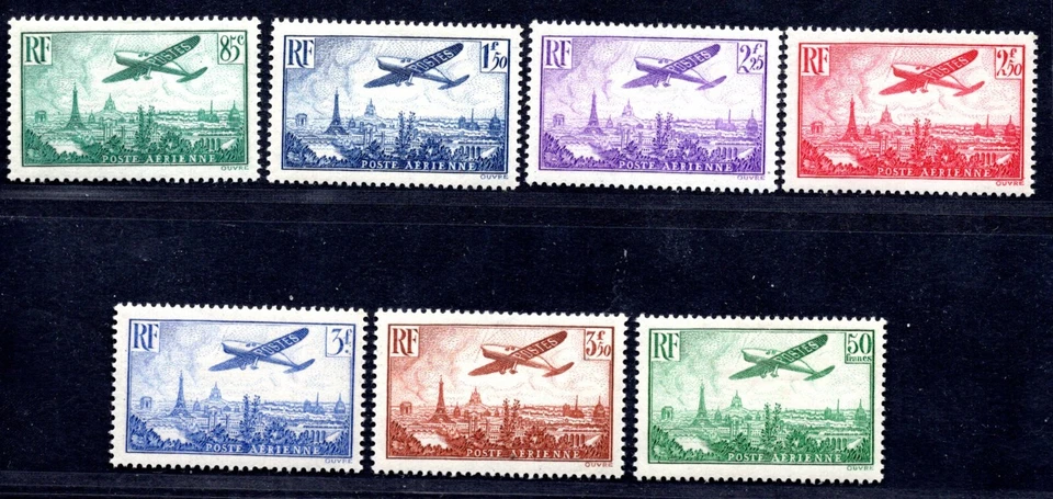 FRANCE 1936 AIR MAILS SCOTT #C8-C14 COMPLETE MINT LIGHT HINGE - Image 1 of 2