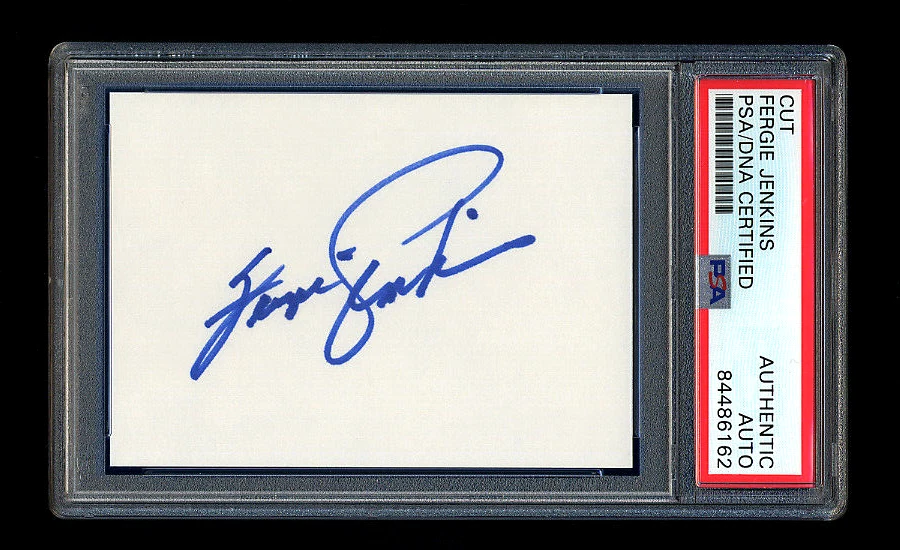 FERGIE JENKINS SIGNED MINT CUT PSA/DNA SLABBED AUTOGRAPHED CHICAGO CUBS CY YOUNG - Image 1 of 1