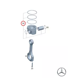 1x Originale Mercedes-Benz A6540302501 Pistone & Anello OM654 4 & 6 Cilindro - Foto 1 di 7