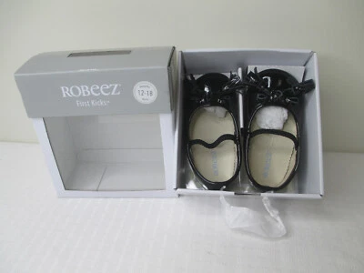NUEVO EN CAJA Zapatos Robeez 100% Cuero FK Emily Ballet Negros Talla 12-18 meses NUEVO Foto 1 de 4