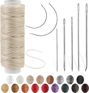 32 Yards Waxed Thread with Needles for Leather Canvas Repair (Beige) - Picture 1 of 7