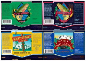 4 MINT ODELL BREWING CO. BEER LABELS - CUTTHROAT/PORTER/EASY STREET/COLORADO ALE - Picture 1 of 1