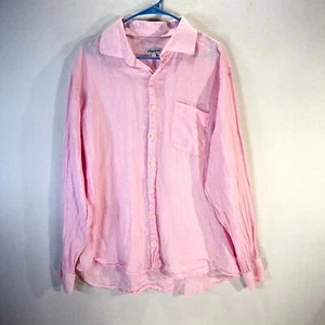 Camisa Peter Millar Para Hombres 100% Lino Manga Larga Con Botones Color Rosa Talla XL - Imagen 1 de 9