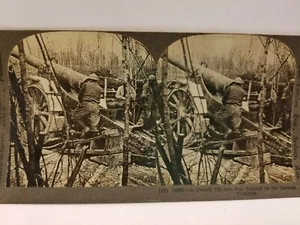 Keystone View Co Card A French 155.mm. Gun Trained On The German Trenches - Picture 1 of 3