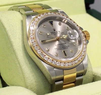 Rolex Submariner 16613 oro Y 18k/SS zafiros azules bisel de diamantes de 3,25 quilates *COMO NUEVO* Foto 1 de 4