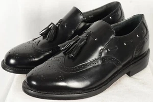 Executive Imperials Men’s 370 Black Leather Tassel Wingtip Oxford Shoes 8EE NEW - Picture 1 of 9