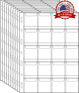 Coin Pocket Pages - 20 Pockets Standard 9-Hole Coin Pocket Inserts Collecting - Picture 1 of 6