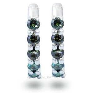 Certified Blue Diamond Solitaire Hoops/Earrings-Free Shipment and Tariffs. - Picture 1 of 9