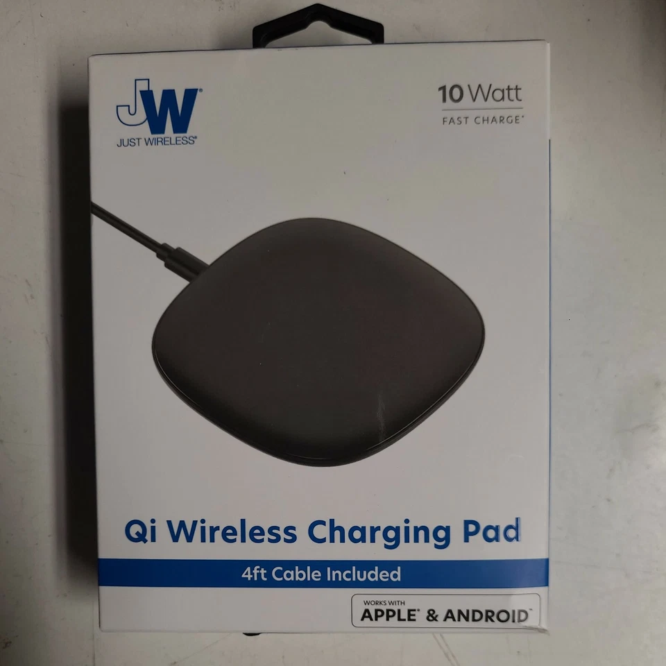 Almohadilla de carga inalámbrica Qi de 10 W Just Wireless con cable de carga TPU de 4 pies negra  Foto 1 de 1