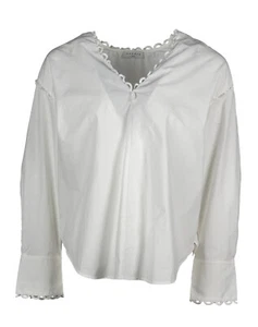 Sandro Paris Women's Blouse Size 2 /M Cotton Embroidered Hem E11687E - Picture 1 of 8
