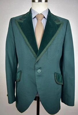 1962-1976 After Six Solid Green Wool Blend One Button Dinner Jacket Size: 38L - Image 1 of 4