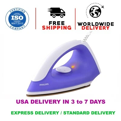 New Philips Classic 750 Watt 220V Dry Iron Nonstick Coated Plate Purple - Image 1 of 4