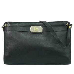Bolso de hombro Christian Dior de cuero negro dorado - Imagen 1 de 10