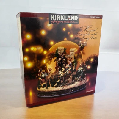 Kirkland Musical Water Globe with Revolving Base Christmas Nativity Angels Jesus - Image 1 of 4