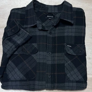 Brixton Bowery Standard Fit Herren schwarz grau kariert Langarm Flanellhemd L - Bild 1 von 11