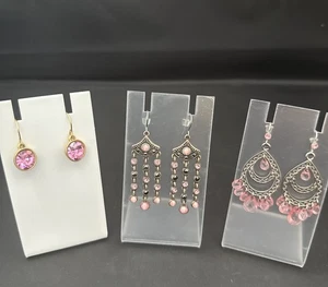 Set 3 OHRRINGE Silber/Gold/Schwarz Ton Metalle Rosa Perlen/Strasssteine Siehe Fotos - Bild 1 von 5