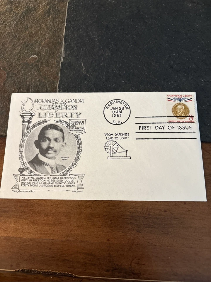 19 Champion Of Liberty Stamps. First Day Of Issue. Gandhi, Garibaldi…..  - Image 1 of 4
