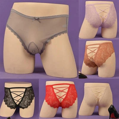 Slip uomo elegante pizzo cavo trasparente pochette offerta traspirabilità e sti - Immagine 1 di 4