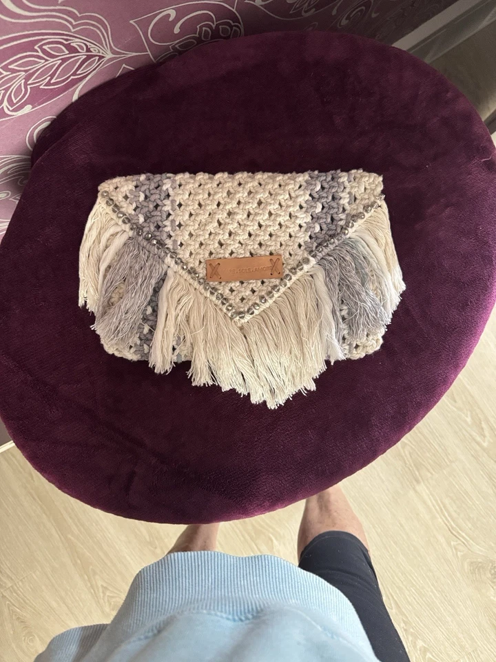 Bolso de mano con flecos de macramé con cuentas de Mare Sole Amore Foto 1 de 4