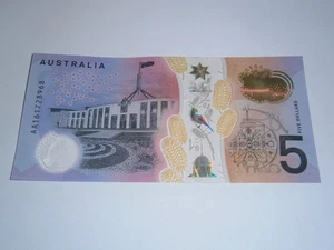 2016 Australia $5 Dollar Five Banknote AA16 1st Prefix - Free Postage!! - Foto 1 di 3