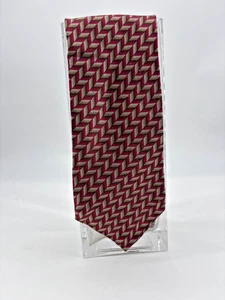 Corbata de seda con patrón geométrico rojo y beige Zigurat by Mulberry - Imagen 1 de 2