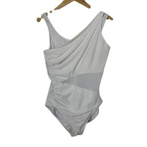 Miraclesuit White Azura One-Piece Swimsuit Sz 14 Classic Modest Resortwear Mesh - Picture 1 of 11