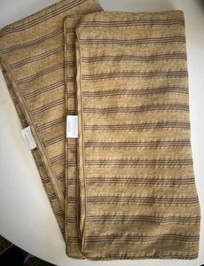 RESTORATION HARDWARE PILLOW COVER~SET OF 2~CHENILLE GOLD BROWN STRIPES - Picture 1 of 3