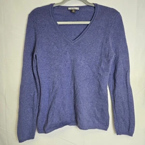 Cashmere by Charter V-neck 100% 2-Ply Cashmere V-neck Sweater, Blue, Size Medium - Picture 1 of 9