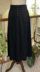 Briggs Vintage Maxi Skirt Womens Large Petite Black Pull On Elastic Waist Knit - Picture 1 of 11