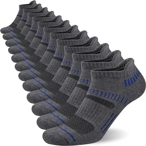 NTCARE Mens Athletic Ankle Socks Cushioned Arch Support Grey 6 Pairs - One Size - Picture 1 of 5